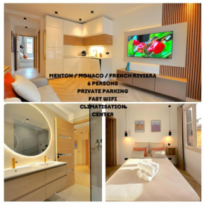 MONACO # MENTON - 6 PERSONS - HYPERCENTER - PRIVATE PARKING - FULL RENOVATED - 2 BEDROOMS - CLIM - FAST WIFI - SUN and BEACH